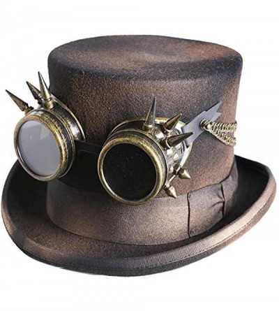 Fedoras Men's Steampunk Top Wool Felt Hat - Hl81vintage Black - C518LDQLI3N $64.95