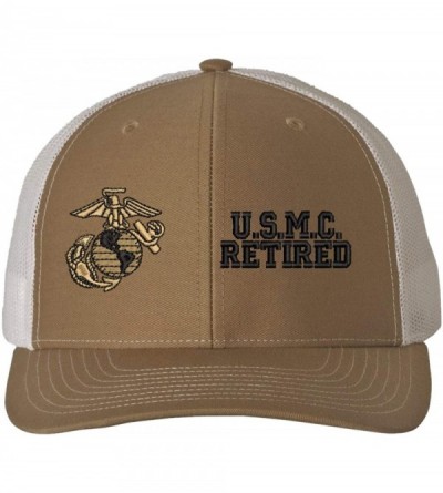 Baseball Caps U.S. Marine Corps Retired Mesh Back Cap - Khaki - CN18RI8QRX4 $62.15