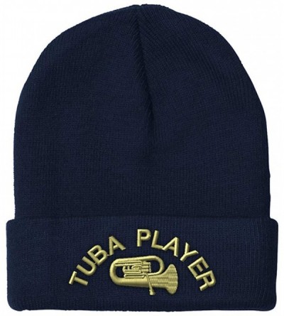 Skullies & Beanies Beanie for Men & Women Tuba Player Embroidery Acrylic Skull Cap Hat 1 Size - Navy - CU1260H3L3B $14.26