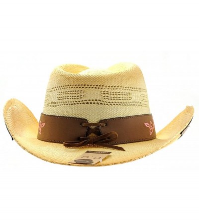 Cowboy Hats 2-Toned Cowboy/Cowgirl Paper Woven Hat w/Elegant Design Band - CG11KRQS32B $21.47
