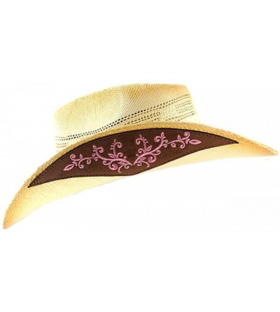 Cowboy Hats 2-Toned Cowboy/Cowgirl Paper Woven Hat w/Elegant Design Band - CG11KRQS32B $21.47