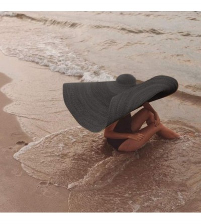 Sun Hats Fashion Large Sun Hat Beach Anti-UV Sun Protection Foldable Straw Cap Cover Up - Black - C218UK5644A $29.68