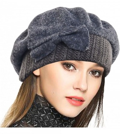 Berets Women's 100% Wool Bucket Hat Felt Cloche Beret Dress Winter Beanie Hats - Beret-grey - C712O18DGGY $30.16