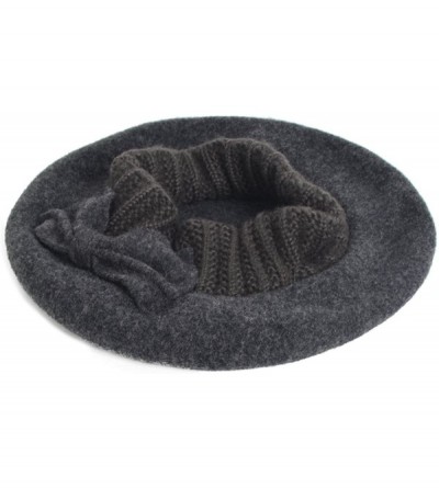 Berets Women's 100% Wool Bucket Hat Felt Cloche Beret Dress Winter Beanie Hats - Beret-grey - C712O18DGGY $15.68