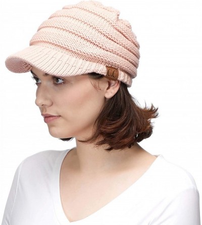 Skullies & Beanies Hatsandscarf Exclusives Women's Ribbed Knit Hat with Brim (YJ-131) - Indi Pink - CO12MZOE4CL $27.77