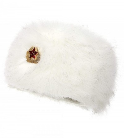 Skullies & Beanies Women's Winter Faux Fur Cossak Russian Style Hat - White With Kgb - CH18X8ICQ7H $28.07