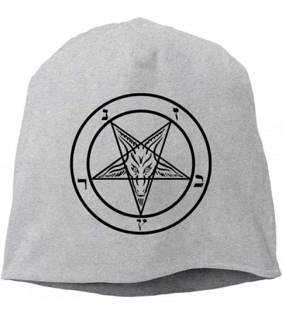 Skullies & Beanies Man Skull Cap Beanie Goat Pentagram Headwear Knit Hat Warm Hip-hop Hat - Gray - C318KLKO8LQ $27.71