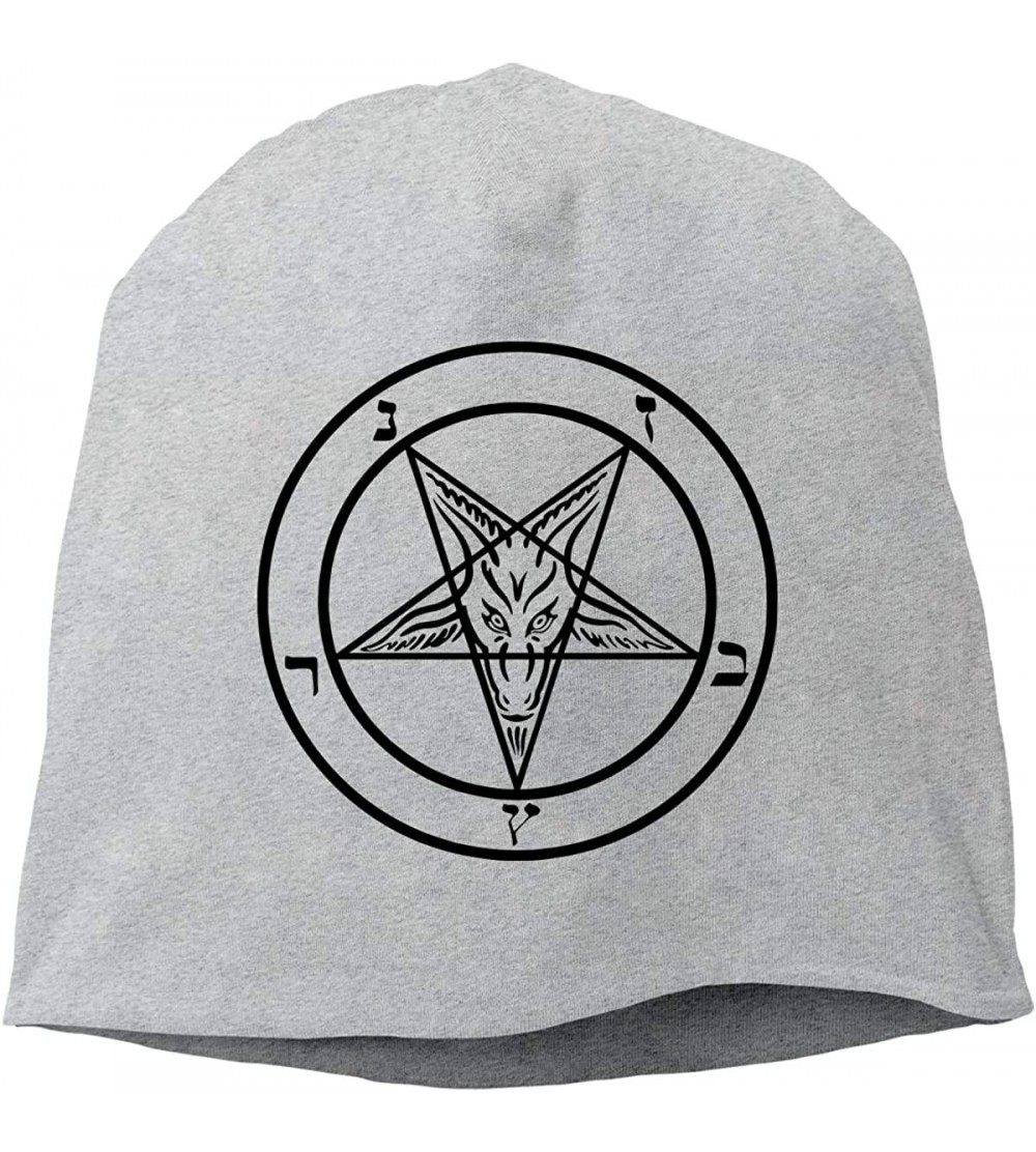 Skullies & Beanies Man Skull Cap Beanie Goat Pentagram Headwear Knit Hat Warm Hip-hop Hat - Gray - C318KLKO8LQ $12.36