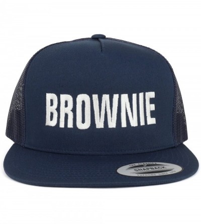 Baseball Caps Blondie and Brownie Embroidered 5 Panel Flat Bill Mesh Cap - Navy - CQ18CZKRGTM $31.83