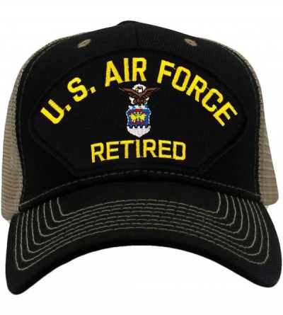 Baseball Caps US Air Force Retired Hat/Ballcap Adjustable One Size Fits Most - Mesh-back Black & Tan - CV18QZHOGIK $28.05