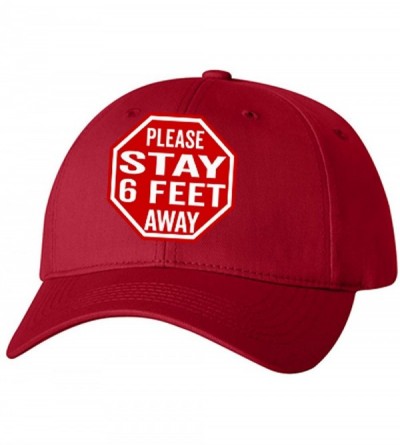 Baseball Caps Social Distancing Stay 6 Feet Away Please Keep Your Distance Hat Running Cap - Red - C2197IDMIK6 $12.78