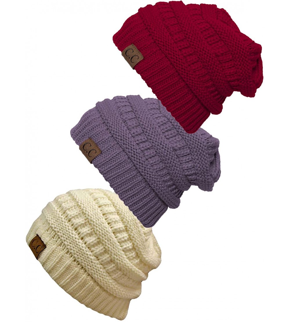 Skullies & Beanies Women's 3-Pack Knit Beanie Cap Hat - CX18LQSIT6D $28.96