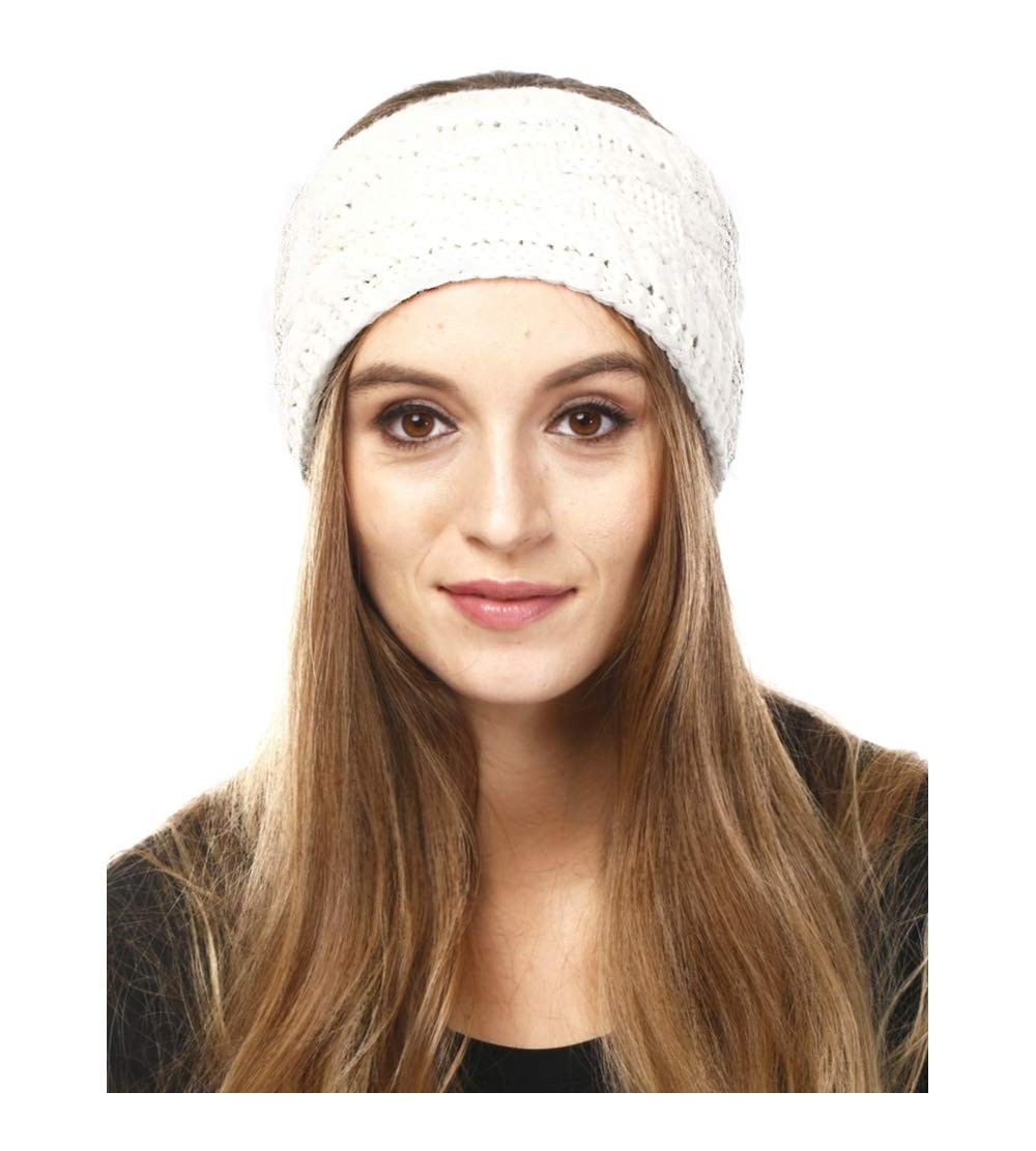 Cold Weather Headbands Women's Soft Knitted Winter Headband Head Wrap Ear Warmer (Solid Cable-Ivory) - Solid Cable-Ivory - C1...