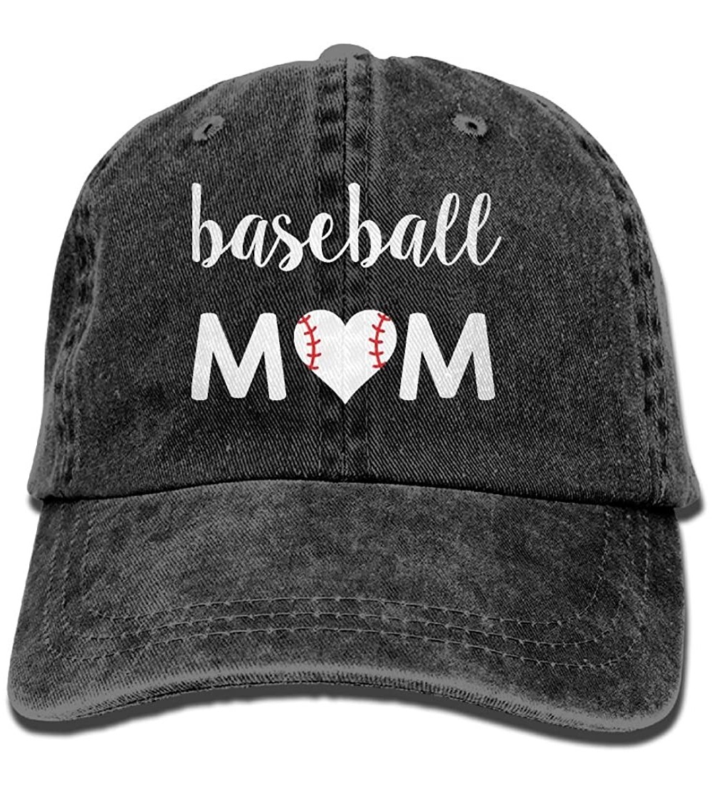 Baseball Caps Baseball Mom 1 Vintage Jeans Baseball Cap for Men and Women - Ablack - CU189C0ISZ5 $10.08