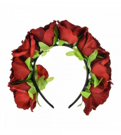Headbands Day of the Dead Flower Crown Festival Headband Rose Mexican Floral Headpiece HC-23 (Rose Leaf) - Rose Leaf - CI18HS...