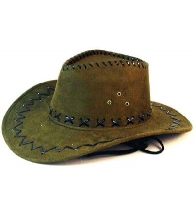 Cowboy Hats Deluxe Olive Green Simulated Suede Leather Western Style Cowboy / Cowgirl Hat - CL11R30FZUR $39.30
