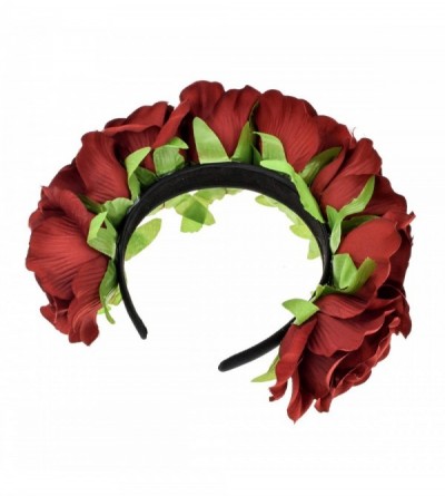 Headbands Day of the Dead Flower Crown Festival Headband Rose Mexican Floral Headpiece HC-23 (Rose Leaf) - Rose Leaf - CI18HS...