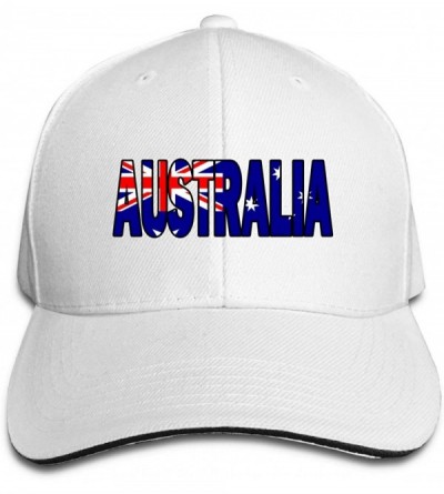 Baseball Caps Unisex Australian Flag Australia Snapback Hat Adjustable Peaked Sandwich Cap - White - CQ18KZR5RHN $27.29