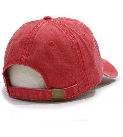 Baseball Caps Vintage Washed Dyed Cotton Twill Low Profile Adjustable Baseball Cap - Red 70p - C612N4YYM9M $10.46