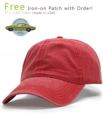 Baseball Caps Vintage Washed Dyed Cotton Twill Low Profile Adjustable Baseball Cap - Red 70p - C612N4YYM9M $10.46