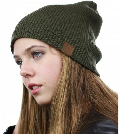 Skullies & Beanies Unisex Comfort & Warm Knitted Daily Beanie Hat - Olive - CA12HTOVRK3 $7.96