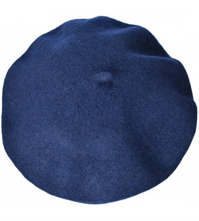 Berets Girls&Boys French Style Wool Beret Kids Hat - Navy Blue - C418E7N74UH $20.73