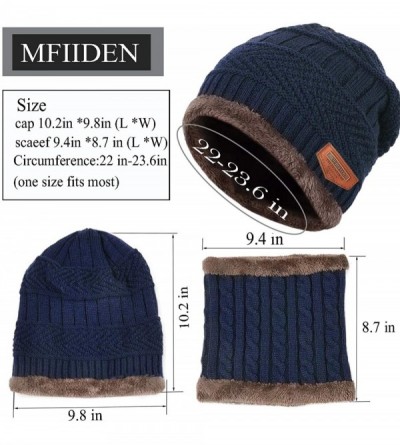 Skullies & Beanies Winter Beanie hat- Warm Knit Hat Thick Fleece Lined Winter Hat for Men Women - Navy Blue - C318X05KD0R $11.66