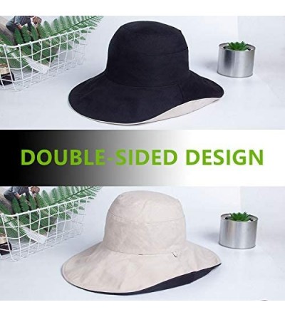 Sun Hats Women's Wide Brim Bucket Hats Travel Casual Cute Beach Sun Hat Fashion Double-Sided Fisherman Cap with Chin Strap - ...
