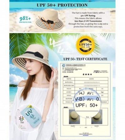 Sun Hats Womens UPF 50 Straw Sun Hat Floppy Wide Brim Fashion Beach Accessories Packable & Adjustable - 99054beige - C118NYIO...