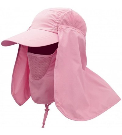 Sun Hats Summer Outdoor Sun Protection Fishing Cap Removable Neck Face Flap Cover Caps for Men Women - Pink - C918CU7Y9IZ $13.55
