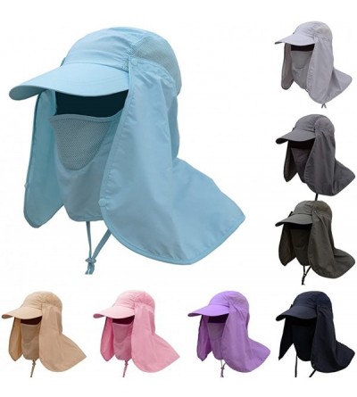 Sun Hats Summer Outdoor Sun Protection Fishing Cap Removable Neck Face Flap Cover Caps for Men Women - Pink - C918CU7Y9IZ $13.55