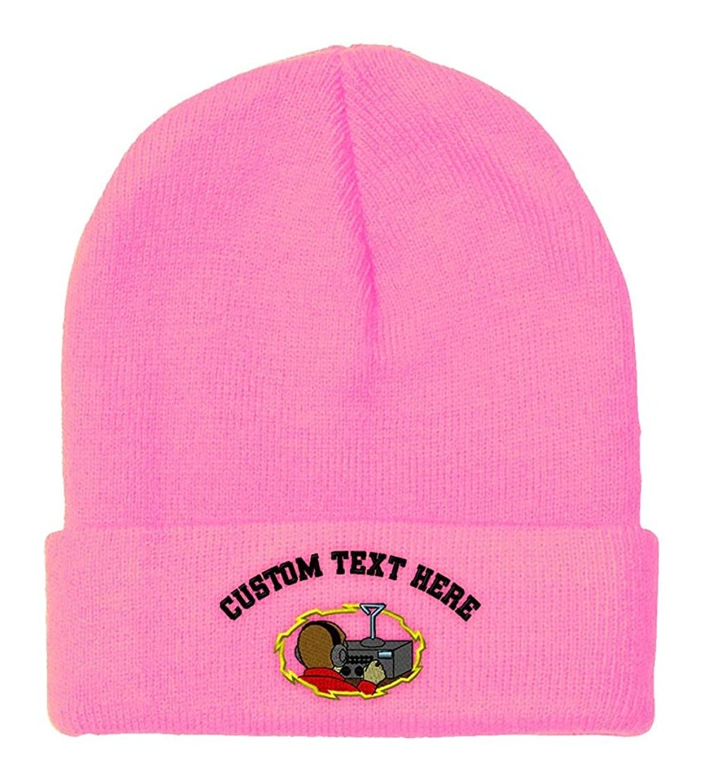 Skullies & Beanies Custom Beanie for Men & Women Ham Radio Operator Embroidery Skull Cap Hat - Soft Pink - CN18ZS30DID $14.17