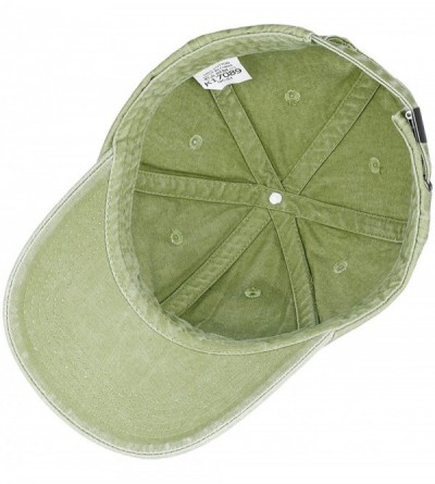 Baseball Caps Unisex Baseball Cap Hat- Washed Cotton Twill Low Profile Plain Adjustable Running Golf Caps - Light Green - CK1...