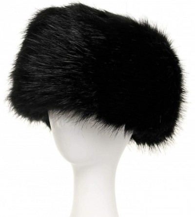 Skullies & Beanies Women's Faux Fur Hat for Winter with Stretch Cossack Russion Style White Warm Cap(Black) - CV18HEY8DLK $16.92