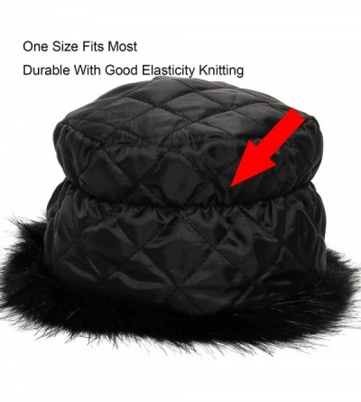 Skullies & Beanies Women's Faux Fur Hat for Winter with Stretch Cossack Russion Style White Warm Cap(Black) - CV18HEY8DLK $16.92
