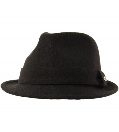 Fedoras Men's 100% Soft Wool Winter Fall Derby Fedora Trilby Classy Hat - Black - C812N2M0FO4 $35.87