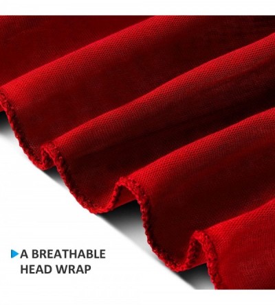 Headbands Turban Stretch Head Wrap Scarf Jersey Knit extra long 70"x33" for Women - Red - CY18UAQSO6E $12.28