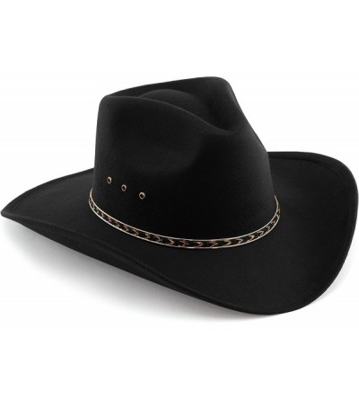 Cowboy Hats Western Pinch Front Faux Felt Cowboy Hat - Black - CO12OB1JQYS $37.75