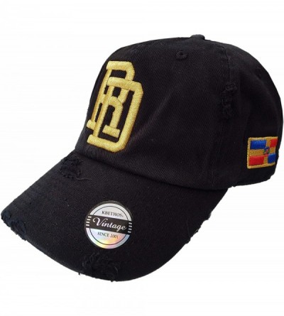 Baseball Caps Adjustable Vintage Cap Dominican Republic RD and Shield - Black/Gold - C817YZH9TNZ $20.98