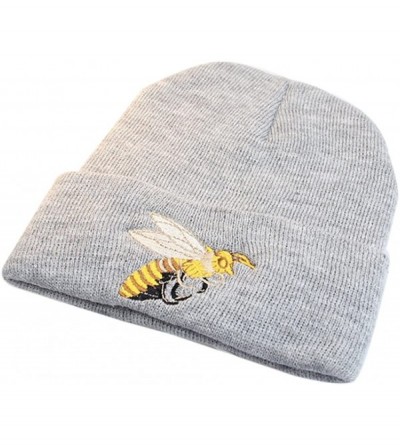 Skullies & Beanies Men's Winter ski Cap Knitting Skull hat - Bee Grey - CY187SA7GXL $12.84