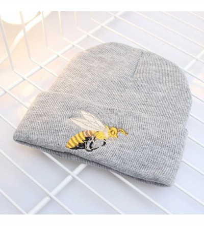 Skullies & Beanies Men's Winter ski Cap Knitting Skull hat - Bee Grey - CY187SA7GXL $12.84