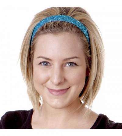 Headbands Women's Adjustable NO Slip Wide Bling Glitter Headband - Teal Blue - CE11VDDIFBB $8.27