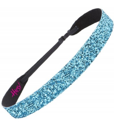 Headbands Women's Adjustable NO Slip Wide Bling Glitter Headband - Teal Blue - CE11VDDIFBB $8.27