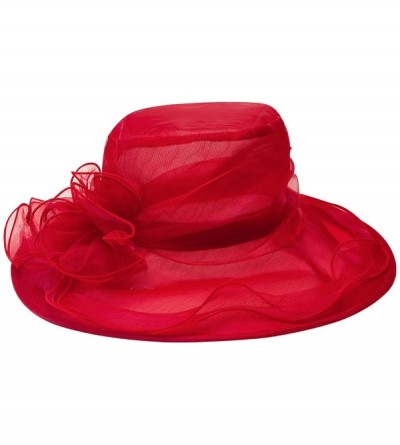 Sun Hats Womens Organza Church Kentucky Derby Fascinator Cap Tea Party Wedding Sun Hats (Red 1) - C4184DXRG49 $12.53
