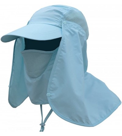 Sun Hats Fashion Summer Outdoor Sun Protection Fishing Cap Neck Face Flap Hat Wide Brim - Light Blue - CW12O0IWQSM $9.39