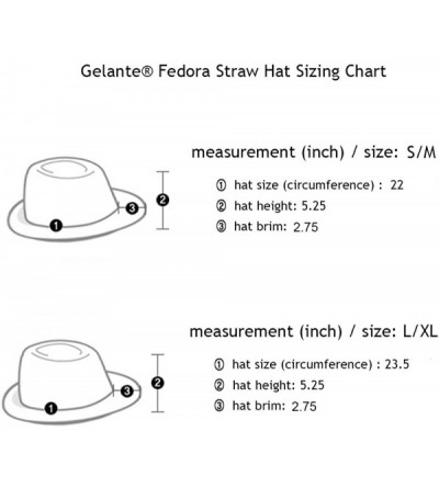 Fedoras Wide Brim Summer Fedora Panama Straw Hats with Black Band - Black - C818CW4EZQX $12.76