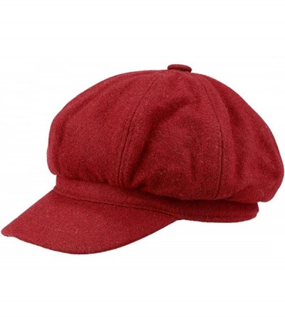Berets Women Girls Fashion Classic Knitted Warm Peaked Beret Hat Flat Caps Black - Red - CV12FAMDVP9 $19.25