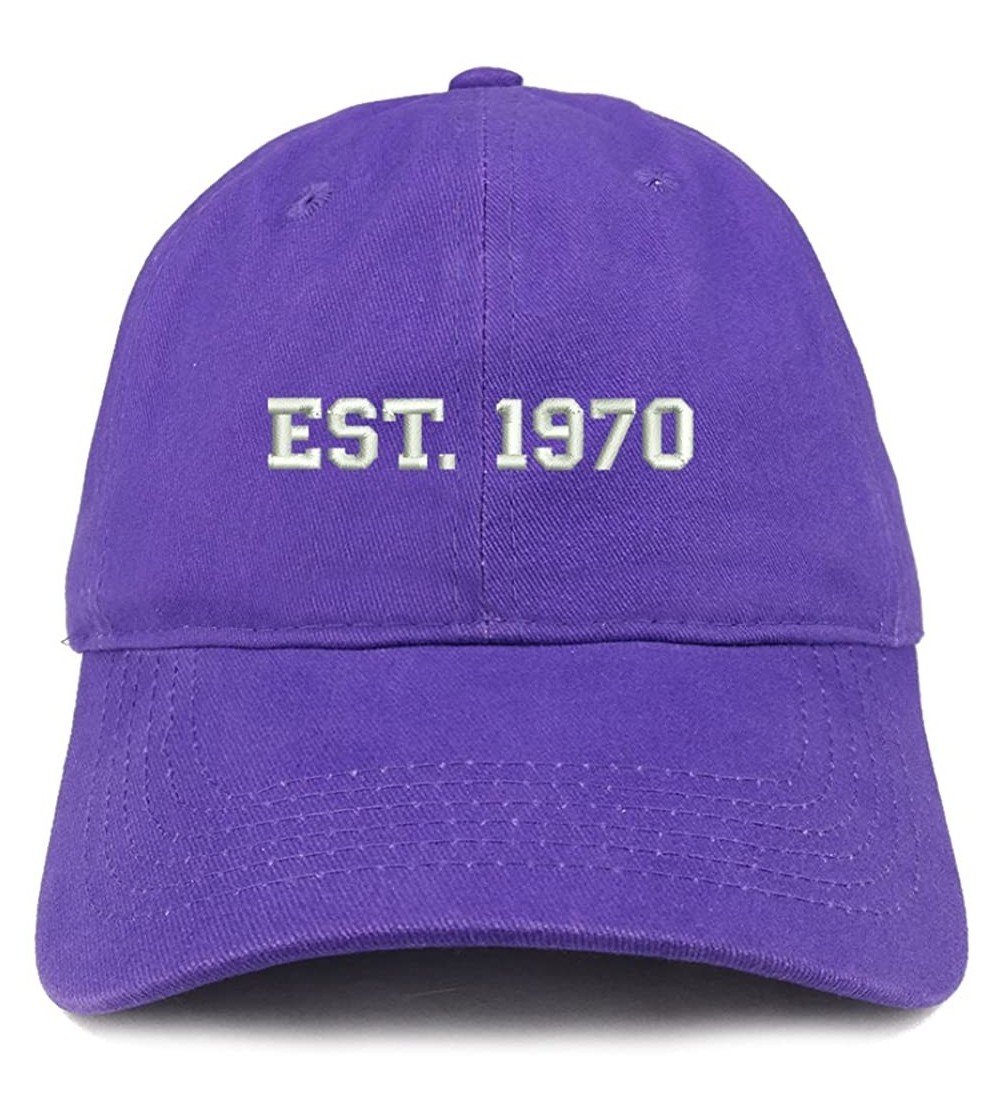 Baseball Caps EST 1970 Embroidered - 50th Birthday Gift Soft Cotton Baseball Cap - Purple - CN180NSUTWN $20.16