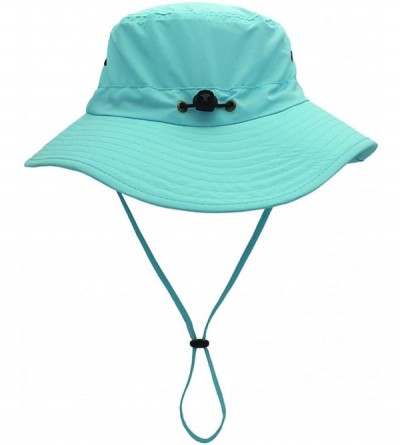 Sun Hats Women Lightweight Safari Sun Hat Quick Dry Fishing Hat with Strap Cool - Aqua Blue - CU18G0U64QO $18.56