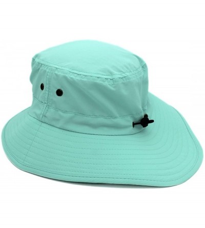 Sun Hats Women Lightweight Safari Sun Hat Quick Dry Fishing Hat with Strap Cool - Aqua Blue - CU18G0U64QO $18.56